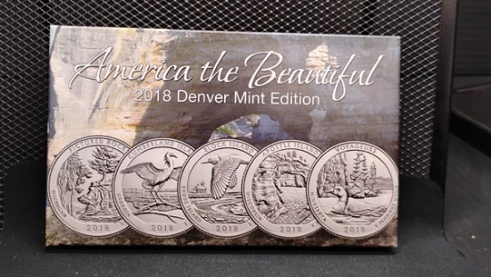 U.S. 2018 AMERICA THE BEAUTIFUL QUARTERS SET - D MINT (5 QUARTERS)