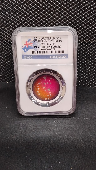 2014 AUSTRALIA SOUTHERN SKY ORION COLORIZED SILVER COIN - PF70 ULTRA CAMEO
