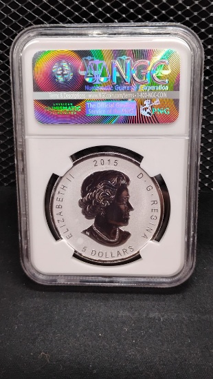 E=mc² 2015 SILVER $5 CANADIAN MAPLE LEAF COIN - PF70 - ONE OF FIRST 2500 STRUCK