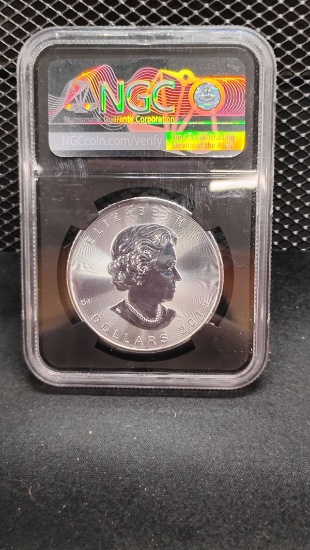 2019 SILVER $ 2 CANADIAN MAPLE LEAF COIN - FIRST DAY OF ISSUE - MS70
