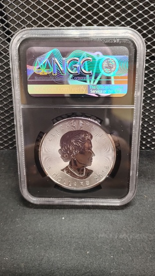 2018 CANADIAN 30th ANNIVERSARY SILVER $5 MAPLE LEAF COIN -INCUSE DESIGN - FIRST DAY OF ISSUE - MS70