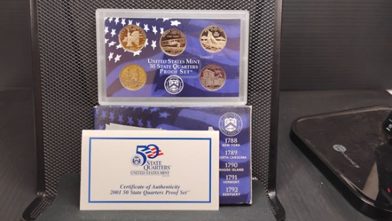 2001 S MINT U.S. 50 STATE QUARTERS PROOF SET (5 QUARTERS)