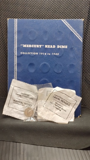 COLLECTORS BOOKLET OF U.S. MERCURY DIMES 1917-1945 (41 DIMES)