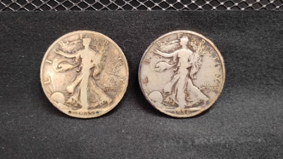 (2) SILVER U.S. 1935 AND 1936 STANDING LIBERTY HALF DOLLAR COINS