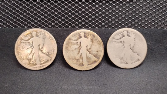 (3) SILVER U.S. STANDLING LIBERTY HALF DOLLARS (2) 1917 AND (1) 1918