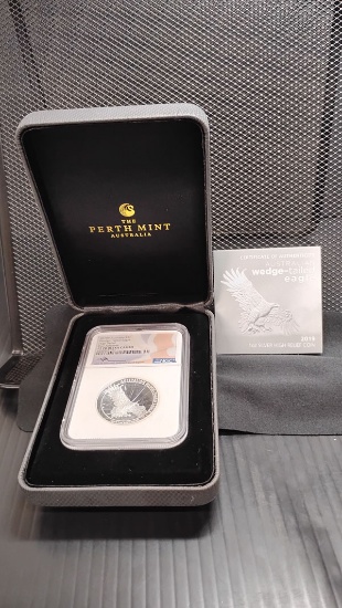 2019-P AUSTRALIAN SILVER $1 HIGH RELIEF WEDGE TAILED EAGLE - FIRST RELEASE PF70 ULTRA CAMEO COIN
