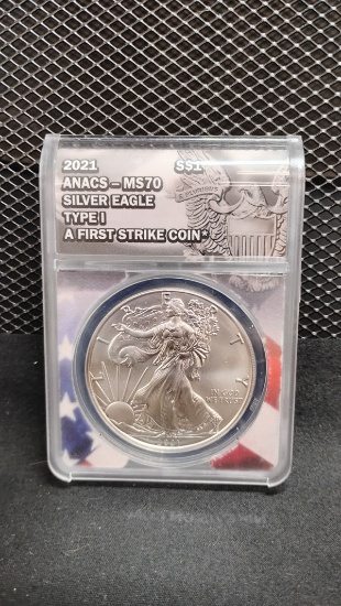 2021 U.S. $1 SILVER EAGLE COIN - TYPE 1 - FIRST STRIKE COIN - MS70