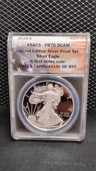 2018-S U.S. $1 SILVER EAGLE COIN FROM LIMITED EDITION SILVER PROOF SET - A FIRST STRIKE COIN  # 140
