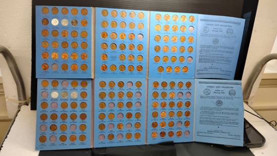 (2) WHEAT AND LINCOLN MEMORIAL COLLECTOR BOOKLETS CONTAINING 155 PENNIES FROM 1941-1975