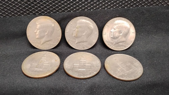 (6) U.S. KENNEDY BICENTENNIAL HALF DOLLAR COINS - NO MINT MARKS