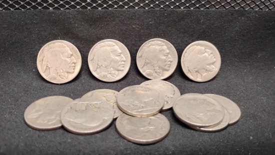 (13) BUFFALO NICKELS - MOSTLY UNKNOWN YEAR / MINT - (1) 1935 AND (2) 1936