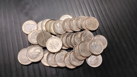 (40) SILVER 1964 ROOSEVELT DIMES D MINT OR NO MINT