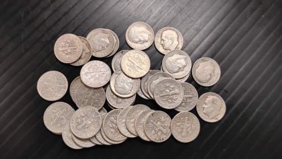 (41) U.S. SILVER ROOSEVELT DIMES 1952-1956