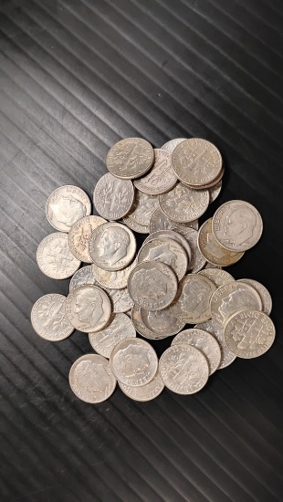 (46) U.S. 1964 SILVER ROOSEVELT DIMES - D MINT OR NO MINT