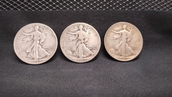 (3) SILVER WALKING LIBERTY HALF DOLLAR COINS (2) 1942-D AND 1943-S
