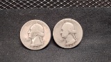 (2) SILVER 1943 WASHINGTON QUARTERS - ONE IS S MINT AND THE OTHER IS NO MINT