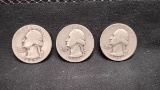 (3) 1947 WASHINGTON QUARTERS - D AND S MINT MARKS
