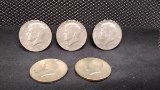 (5) U.S. 1968-D KENNEDY HALF DOLLAR COINS