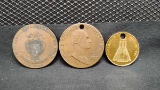 (3) COLLECTIBLE TOKENS - GEORGE WASHINGTON BICENTENNIAL TOKEN, AMVETS TOKEN AND NEW YORK CATHEDRAL C