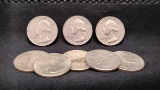 (8) U.S. SILVER 1964 WASHINGTON QUARTERS - ALL D MINT