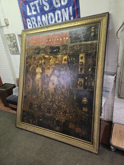 79" X 8' FRAMED OIL ON CANCAS ARTWORK - ARTIST SIGNED - PURCHASED FROM THE UNIVERCITY OF GEORGEA FOR