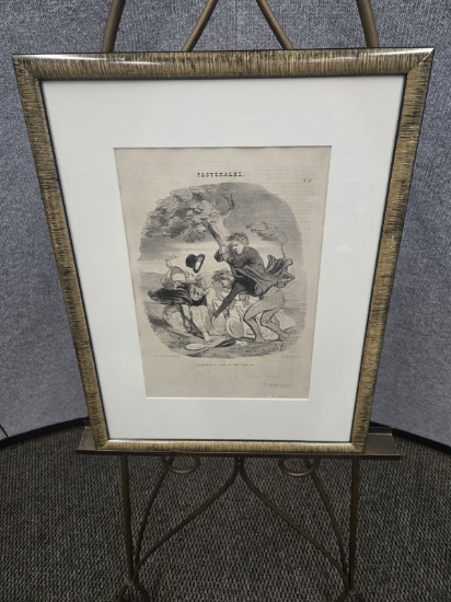 HONORE DAUMIER (FRENCH 1808-1879) 1845 PLATE 17 FROM PASTORALES "DISARRANGEMENT OF DINNER IN TOO OPE