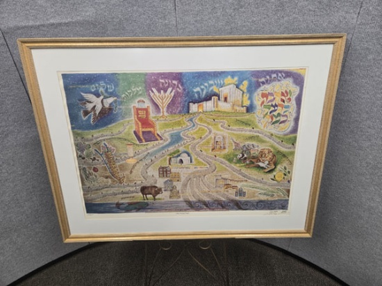 #17/99 "WHEN MOSHIACH COMES" SIGNED BY ARTIST MICHEL SCHWARTZ - FRAMED - 50.5" X 38.5" NOTE: LOOKS A