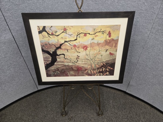 APPLE TREE WITH RED FRUIT FRAMED ART - 38.5" X 30.5"