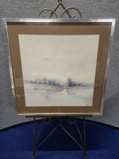 FRAMED FRANK ACKERMAN PRINT "THE STREAM" - 27" X 27"