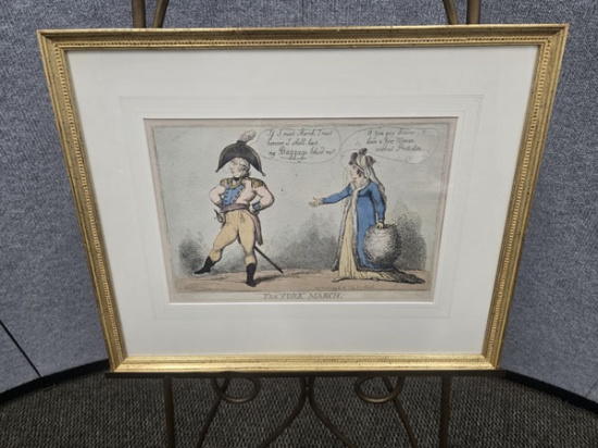 "THE YORK MARCH" 1809 BY ISAAC CRUIKSHANK (ENGLISH 1756-1811) AQUATINY - HAND COLORED - PURCHASED FO