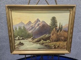 FRAMED 1966 CLIFF GUENTHER LANDSCAPE PAINTING - ARTIST SIGNED - 28