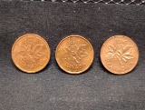 (3) CANADIAN COPPER PENNIES 1978, 1984 AND 1989