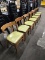 7 GREEN UPHOLSTERED WOOD FRAM CHAIRS 30