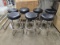 7 BLACK UPHOLSTERED BAR STOOLS