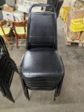 6 BLACK VINYL STACK BANQUET CHAIRS WITH METAL FRAMES