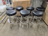 7 BLACK UPHOLSTERED BAR STOOLS