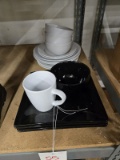 LOT OF ASSORTED BLACK AND WHITE DISHWARE