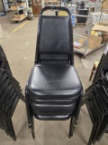 6 BLACK VINYL STACK BANQUET CHAIRS WITH METAL FRAMES
