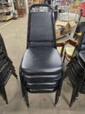 6 BLACK VINYL STACK BANQUET CHAIRS WITH METAL FRAMES