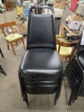 6 BLACK VINYL STACK BANQUET CHAIRS WITH METAL FRAMES