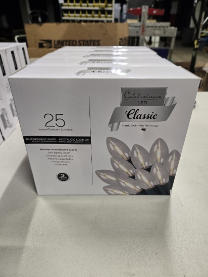 5 BOXES OF CELEBRATION LED CLASSIC INDOOR OUTDOOR STRING LIGHTS - TRANSPARENT WHITE