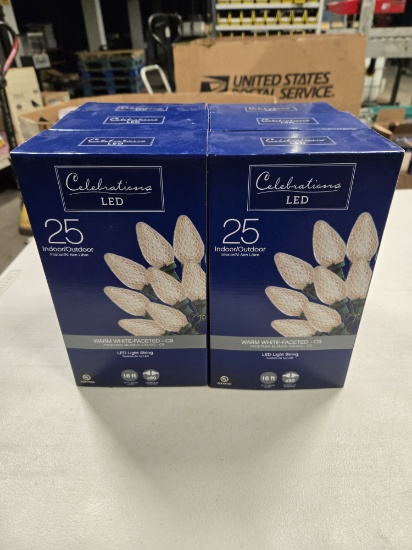 6 BOXES OF CELEBRATION LED FACETED STRING LIGHTS - INDOOR / OUTDOOR - WARM WHITE