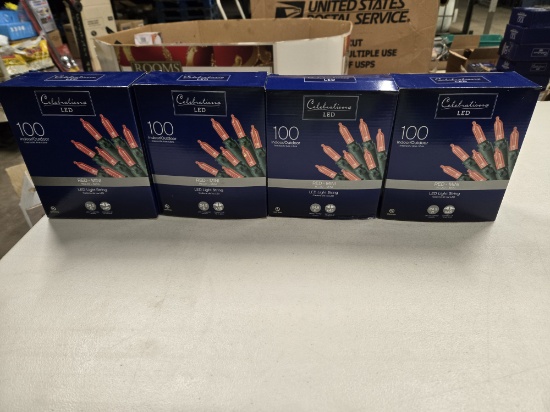 4 BOXES OF CELEBRATION INDOOR / OUTDOOR LED STRING LIGHTS - RED MINI - 24.5'