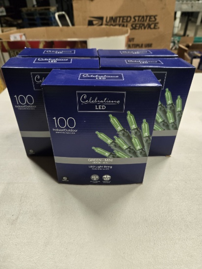 5 BOXES OF CELEBRATION INDOOR / OUTDOOR LED STRING LIGHTS - GREEN MINI - 24.5'