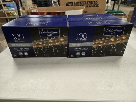 6 BOXES OF CELEBRATION INDOOR / OUTDOOR WARM WHITE ICICLE 6' LED STRING LIGHTS