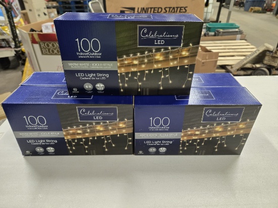 6 BOXES OF CELEBRATION INDOOR / OUTDOOR WARM WHITE ICICLE 6' LED STRING LIGHTS