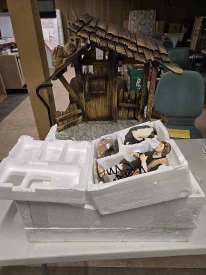 HAND PAINTED PORCELAIN NATIVITY SET - STABLE IS 20-1/4" AND THE FIGURES ARE 2-3/4" TO 13",HAND PAINT