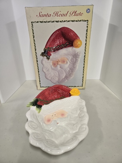 INTERNATIONAL BAZAAR 13.5" SANTA HEAD PLATE,INTERNATIONAL BAZAAR 13.5" SANTA HEAD PLATE