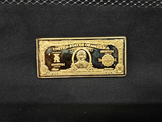 $10 HILLEGAS GOLD CERTIFICATE  - 1/675 OZ FINE GOLD AND 1 OZ PURE COPPER - "2.5" X 1"