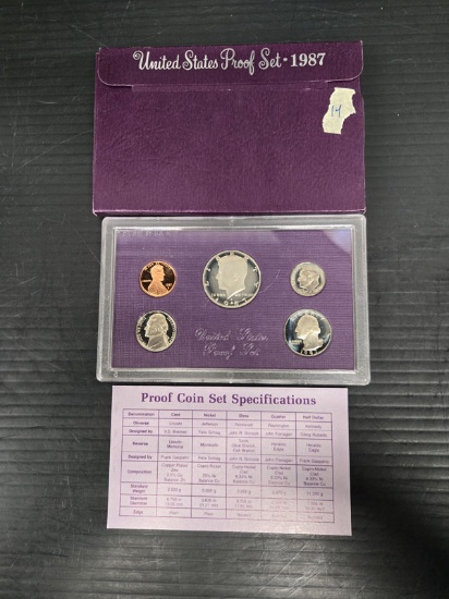 1987 5 PIECE US PROOF SET - S MINT